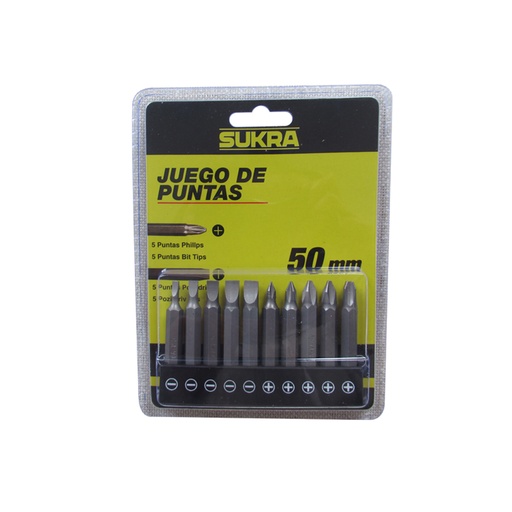 [21089] PUNTAS TALADRO JUEGO X 10 PZS SUKRA (55654)