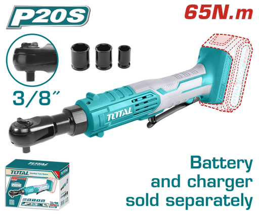 [19864] RACHE INALAMBRICO 3/8 20V INCLUYE COPA 13 17 19   BATERIA Y CARGADOR NO INCLUIDO SUPER TOTAL (TDRLI2060151)