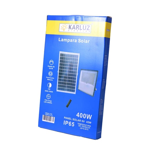 [19766] REFLECTOR LED PRO 400W 3.2V LUZ DIA + PANEL SOLAR (IP65) (6500K)(KL-3172)