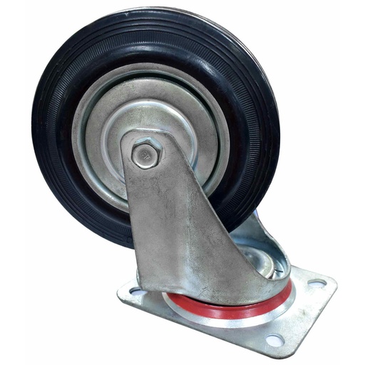 [3288] RODACHINES 6 PLANO NEGRO CAUCHO CON RIN 160MM 150KG (INDIVIDUAL) (HT40245)