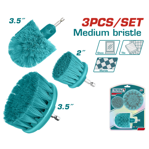 [21066] SET DE CEPILLO PARA TALADRO  JUEGO X 3 PCZ INDUSTRIAL SUPER TOTAL (TACM3001)