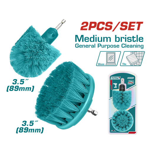 [21065] SET DE CEPILLO PARA TALADRO 3,5" JUEGO X 2 PCZ INDUSTRIAL SUPER TOTAL (TACM2335)
