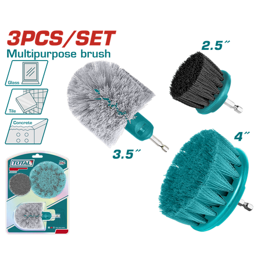 [21067] SET DE CEPILLO PARA TALADRO JUEGO X 3 PCZ INDUSTRIAL SUPER TOTAL (TACB0301)
