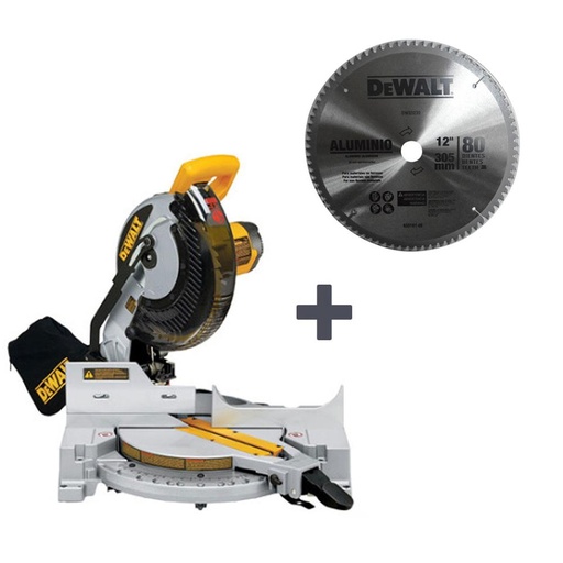 [P7594] SIERRA ACOLILLADORA (INGLETEADORA) DEWALT 12 15 AMPS (DWS715-B3A) + DISCO ALUMINIO DEWALT 12 X 80