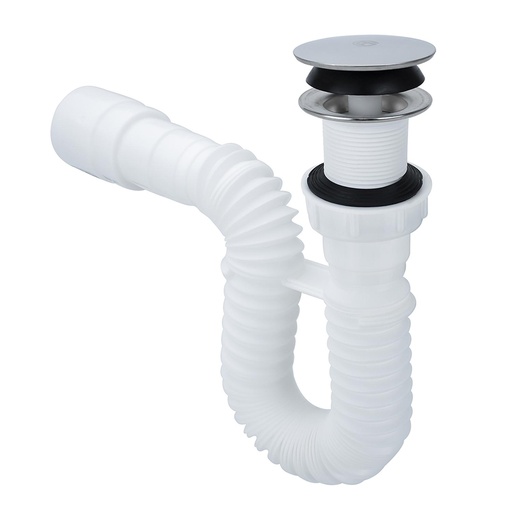 [16746] SIFON LAVAMANOS FLEXIBLE PUSH BLANCO BOCCHERINI (SCLV)