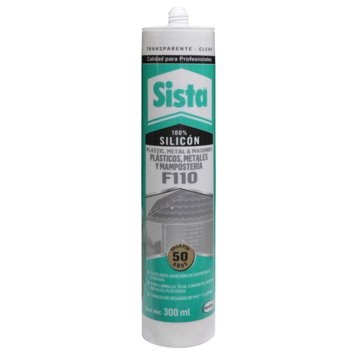 [7638] SILICONA TUBO SISTA PLASTICO-METAL-MAMPOSTERIA TRASPARENTE 300 ML(SL620) (2591114)