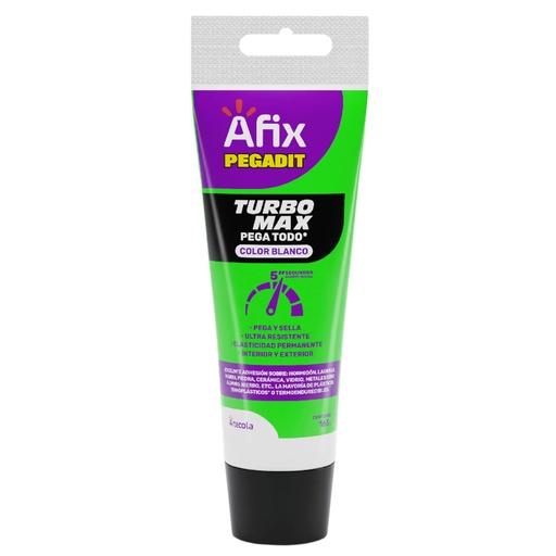 [20984] SILICONA Y SELLADOR ELASTICO TURBO MAX AFIX PEGADIT BLANCO 165 G (PEGA TODO)