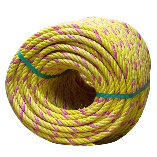 [8417] SOGA EN POLIPROPILENO ATAR 4 CABOS 5/8 (16MM) X 150 MTS (AMARILLA Y GRIS) (RAF04458