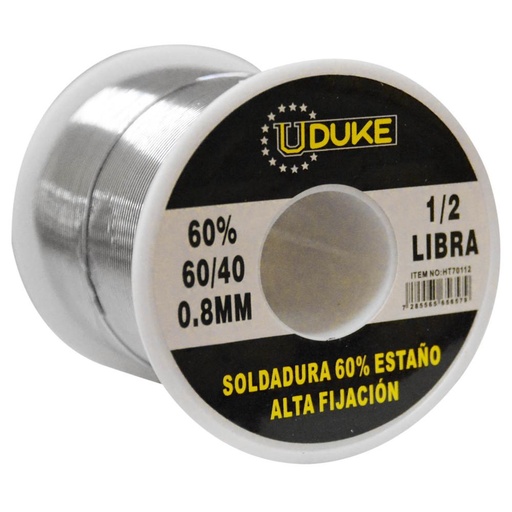 [10126] SOLDADURA ESTANO UDUKE 1/2 LB 60-40 (60% ESTANO) (0.8MM) (HT70112)