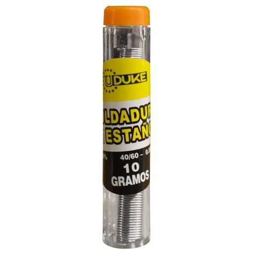[10128] SOLDADURA ESTAÑO UDUKE TUBO 10 GRAMOS 40-60 (40% ESTAÑO) (0.8MM) (HT70114)