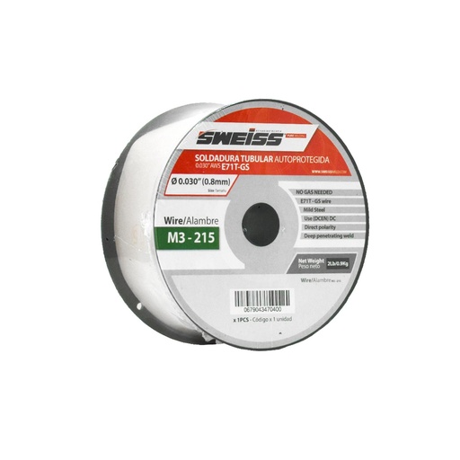 [18489] SOLDADURA FCAW AUTOPROTEGIDA AWS E71T-GS 1 KG SWEISS (0.030/08MM) (M3-215)