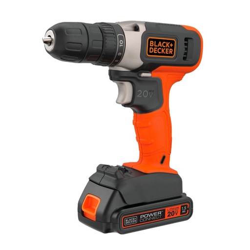 [14318] TALADRO BLACK Y DECKER PERCUTOR DE 3/8 INALAMBRICO ION DE LITIO 20V 2 VELOCIDADES VVR 0-600-0-1400RPM(BCD704C1)