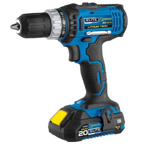 [14424] TALADRO ELITE DE ROTACION 1/2 INALAMBRICO ION DE LITIO 20V INLC 2 BATERIAS 2AH (XDD20)