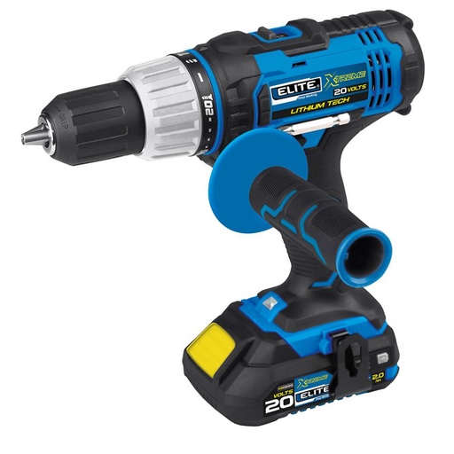 [11579] TALADRO ELITE PERCUTOR DE 1/2 INALAMBRICO ION DE LITIO 20V INLC 2 BATERIAS 2AH ESTUCHE PLASTICO (XID20)