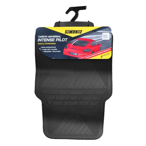 [18656] TAPETE  AUTO 4 PIEZAZ UNIVERSAL CAUCHO NEGRO SIMONIZ (104135)