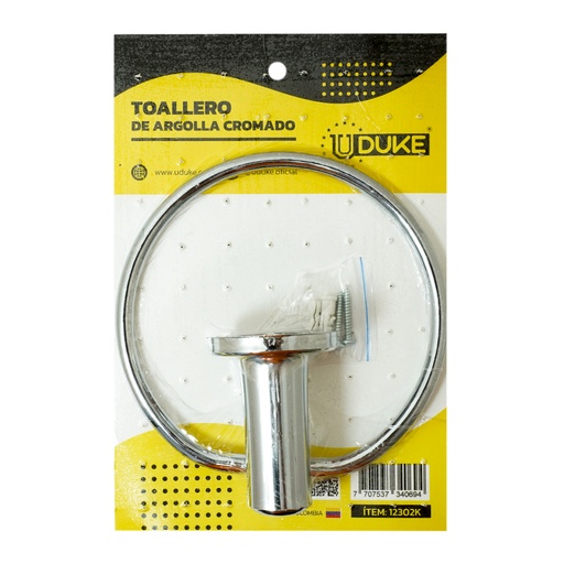 [12302K] TOALLERO ARGOLLA CROMADO EN BLISTER UDUKE (9117)