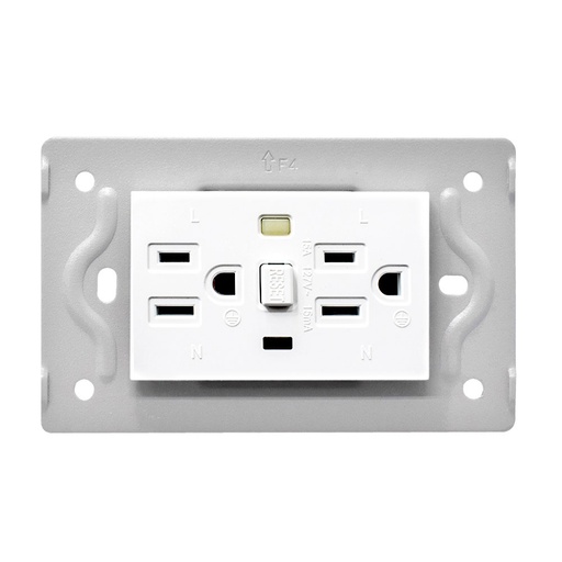 [14691] TOMA DOBLE GFCI LUXOR BLANCO DUKE ENERGY (15A-127V) (V9-020)