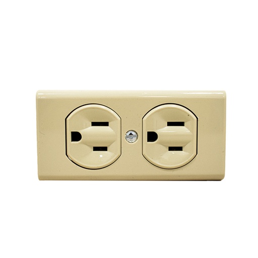 [4123] TOMA DOBLE MURO SOBREPONER PASTA BEIS (HT20349)