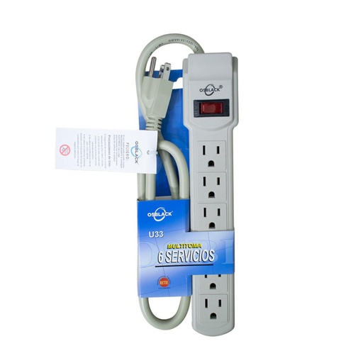 [1767A] TOMA MULTIPLE X 6 CON CABLE 0.8 MTS (GT-615)