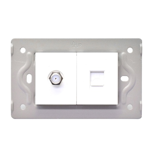 [13138] TOMA TV + TOMA LAN INTERNET LUXOR BLANCA INTERCAMBIABLE SIN TAPA DUKE ENERGY (V9-037)