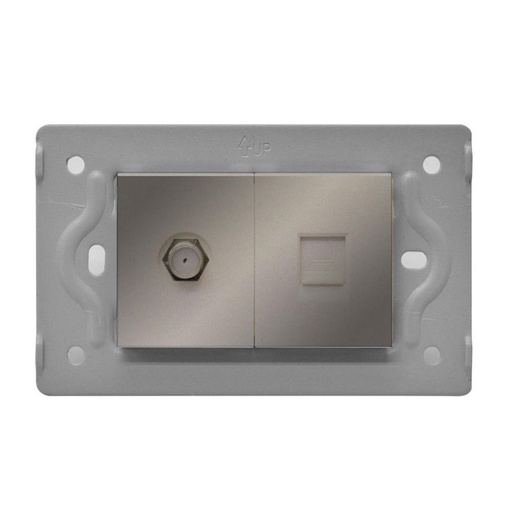 [13147X] TOMA TV + TOMA LAN INTERNET LUXOR GRIS INTERCAMBIABLE SIN TAPA (V3-037)