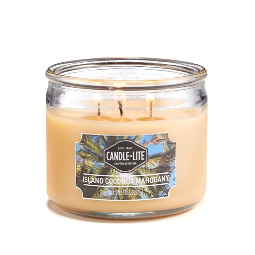 [15223] VELA 10 OZ TRES MECHAS ISLAND COCONUT MAHOGANY CANDLE LITE (1879127)