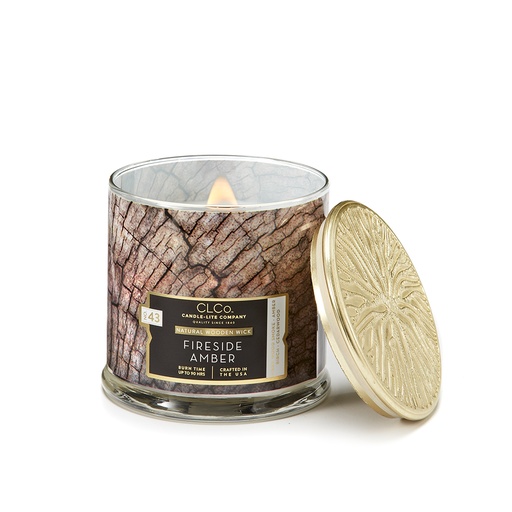 [15249] VELA 14 OZ TAPA DORADA PABILO EN MADERA FIRESIDE AMBER CANDLE LITE (4330669)