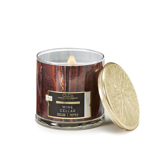 [15247] VELA 14 OZ TAPA DORADA PABILO EN MADERA WINE CELLAR CANDLE LITE (4330667)