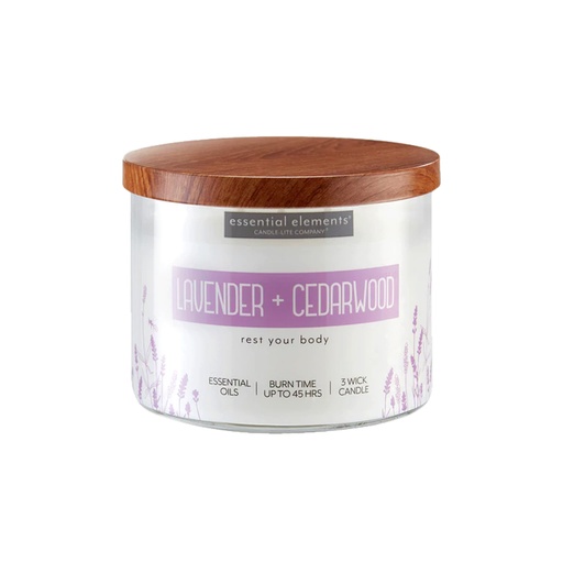 [15842] VELA 14.75 OZ ESSENTIAL ELEMENTS LAVENDER & CEDARWOOD CANDLE LITE (4472353)