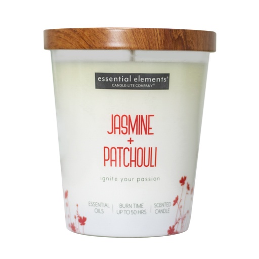 [15256] VELA 9 OZ ESSENTIAL ELEMENTS JASMINE & PATCHOULI CANDLE LITE (4471020)