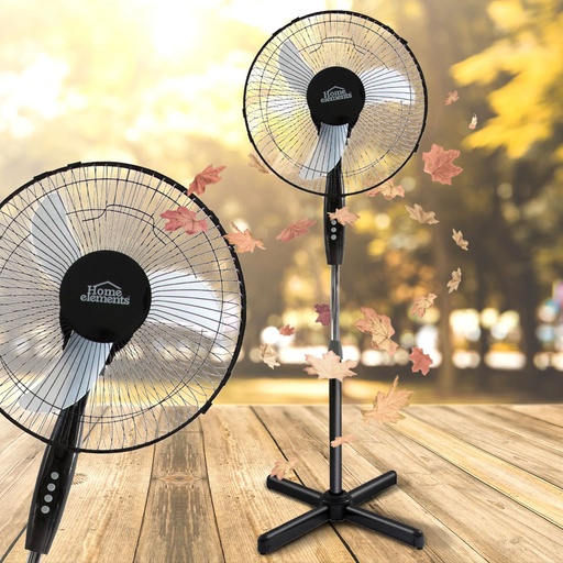 [16681A] VENTILADOR PEDESTAL 16 NEGRO X 1 HOME ELEMENTS(7303)