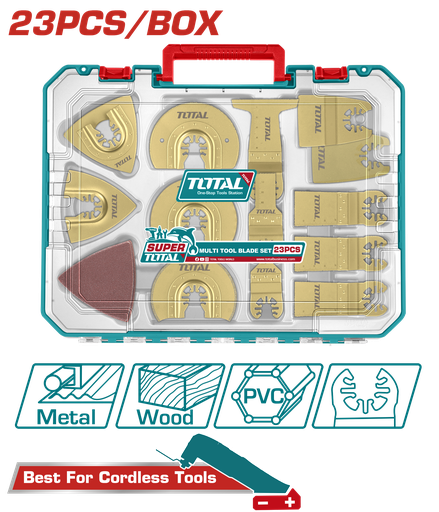 [21205] ACCESORIOS X 23 PIEZAS PARA MULTIHERRAMIENTA INDUSTRIAL SUPER TOTAL (TAKTMT2301)
