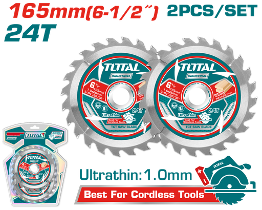 [21204] DISCO CORTE MADERA 6 1/2" JUEGO X 2 UNIDADES INDUSTRIAL  SUPER TOTAL (TAC2331653)