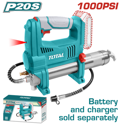 [16776] ENGRASADORA INALMBRICA 30" 20V 10000 PSI CAPACIDAD 453G INDUSTRIAL NO INCLUYE BATERIA Y CARGADOR TOTAL (TGGLI2010)