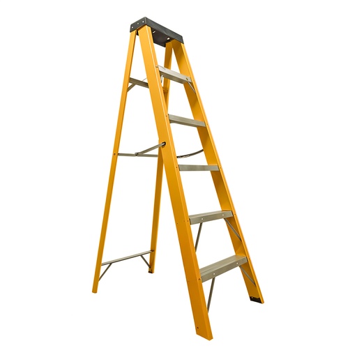 [21332] ESCALERA TIJERA 5 PELDAÑOS EN FIBRA DE VIDRIO CAP 150 KILOS USO INDUSTRIAL UDUKE CON PLATAFORMA (HT3182)