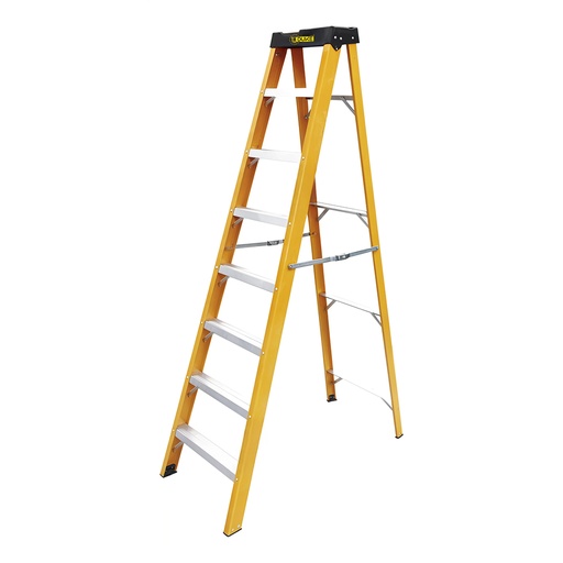 [21344] ESCALERA DE FIBRA DE VIDRIO 7 PELDANOS CAP 150 KILOS USO INDUSTRIAL UDUKE CON PLATAFORMA  (HT3184)