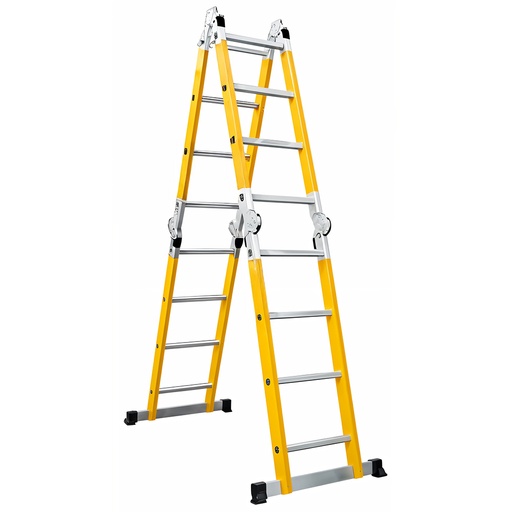 [21319] ESCALERA MULTIPOSICIONES EN FIBRA DE VIDRIO 16 PELDAÑOS UDUKE SIN PLATAFORMA (4.8MTRS)(150KLS)(HT3180)