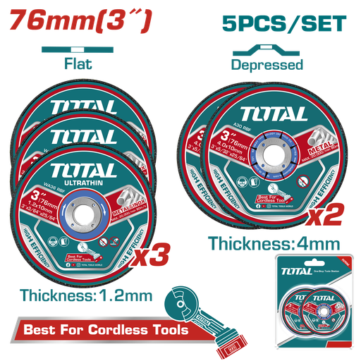 [21273] JUEGO DE DISCOS DE CORTE 3 " X 5 PZS SUPER TOTAL (TAC303768)