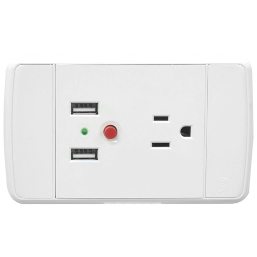 [12326] LINEA FUTURA BLANCA INCRUSTAR TOMA + CONECTOR USB DOBLE DUKE ENERGY (V16-032)