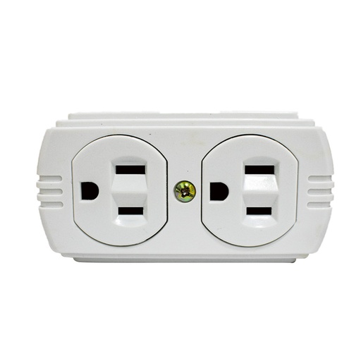 [6708A] TOMA DOBLE T/L SOBREPONER CON P-TIERRA  BLANCO (RETIE-FL) (KL-1076)