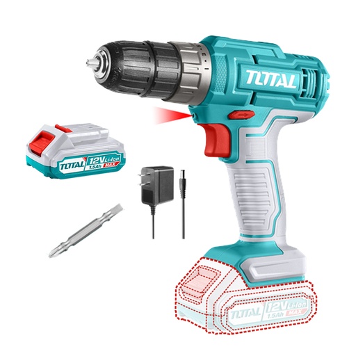 [21429] TALADRO DE INALAMBRICO  1/32-3/8  12V 20 N.M INCLUYE 1 BATERIA DE 1.5AH SUPER TOTAL (UTDLI1218)