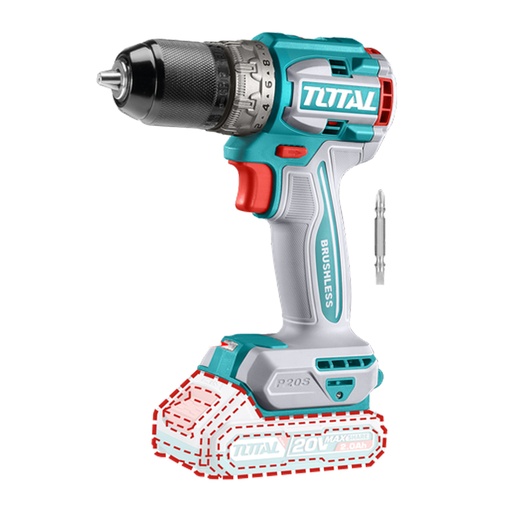 [21472] TALADRO INALAMBRICO  PERCUTOR 1/2 20V 66 N.M INCLUYE 2 PUNTA TALADRO  BATERIA Y CARGADOR SE VENDE POR SEPARADO INDUSTRIAL SUPER TOTAL (TDLI206681)