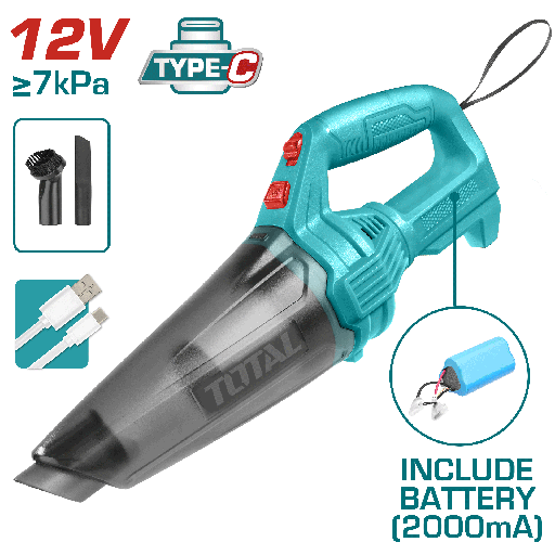 [21502] ASPIRADORA DE MANO RECARGABLE 12V,  CAPACIDAD 0,5L SUPER TOTAL (TVLI2026)