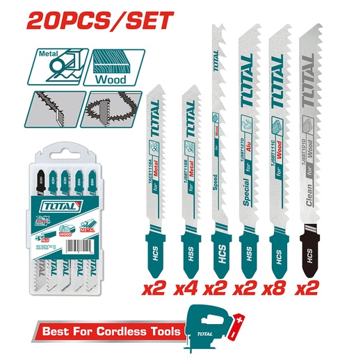 [21851] SET DE SEGUETA SIERRA SABLE  X20PCS PARA MADERA Y METALES SUPER TOTAL (TAC2001)