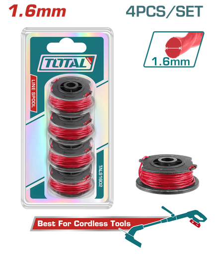 [22001]  NYLON GUADAÑADORA 1.6MM X 5MTS JUEGO X 4 PZS INSDUSTRIAL SUPER TOTAL (TALS1602)