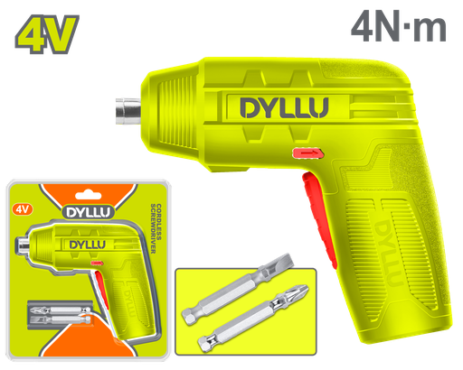 [22058] ATORNILLADOR INALAMBRICO 4V  4NM INCLUYE DOS PUNTA TALADRO DYLLU (DTCV4401)