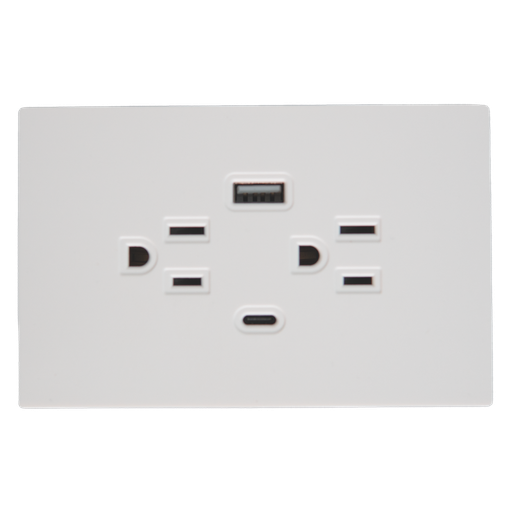[22116] TOMA DOBLE + TIPO USB + TIPO C TERRA BLANCA  UDUKE (V7-032)