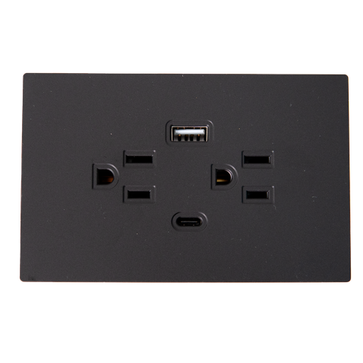 [22136] TOMA DOBLE + TIPO USB + TIPO C TERRA NEGRA  UDUKE (V6-032)