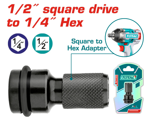 [22210] ADAPTADOR PARA LLAVE DE IMPACTO  DE 1/2" A 1/4" TOTAL (TAC60501)
