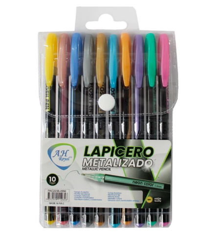 [22452] BOLIGRAFO METALIZADO BLISTER X 10 UNDS AH ROYAL (PAC2208)